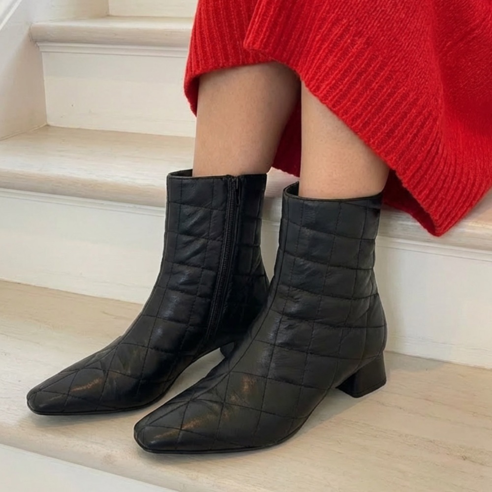 Elegant Black Quilted Ankle Booties
